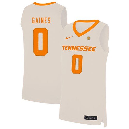 Men's Tennessee Volunteers #0 Davonte Gaines Nike 2015-18 White Basketball Jersey