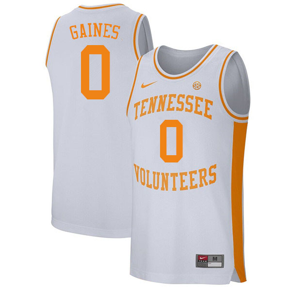 Men's Tennessee Volunteers #0 Davonte Gaines Tennessee Volunteers College Basketball Jerseys Sale-White