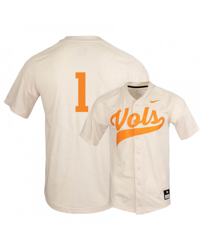 Tennessee Volunteers #1 Drew Gilbert  2022 Nike Cream Vols College Baseball Game Jersey