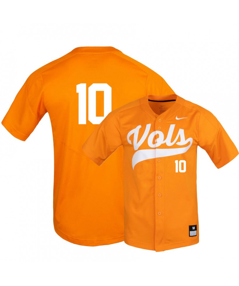 Nike Tennessee Volunteers 10 Pete Derkay Elite Orange Baseball Jersey