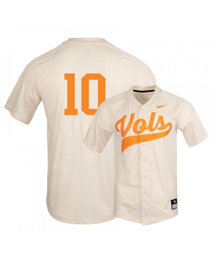 Nike Tennessee Volunteers 10 Pete Derkay Elite White Baseball Jersey