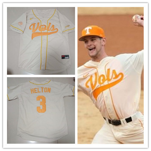 Tennessee Volunteers #3 Todd Helton Nike Cream Vols with name College Baseball Game Jersey