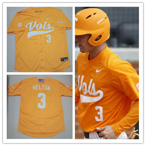 Tennessee Volunteers #3 Todd Helton Nike Orange Vols with name College Baseball Game Jersey