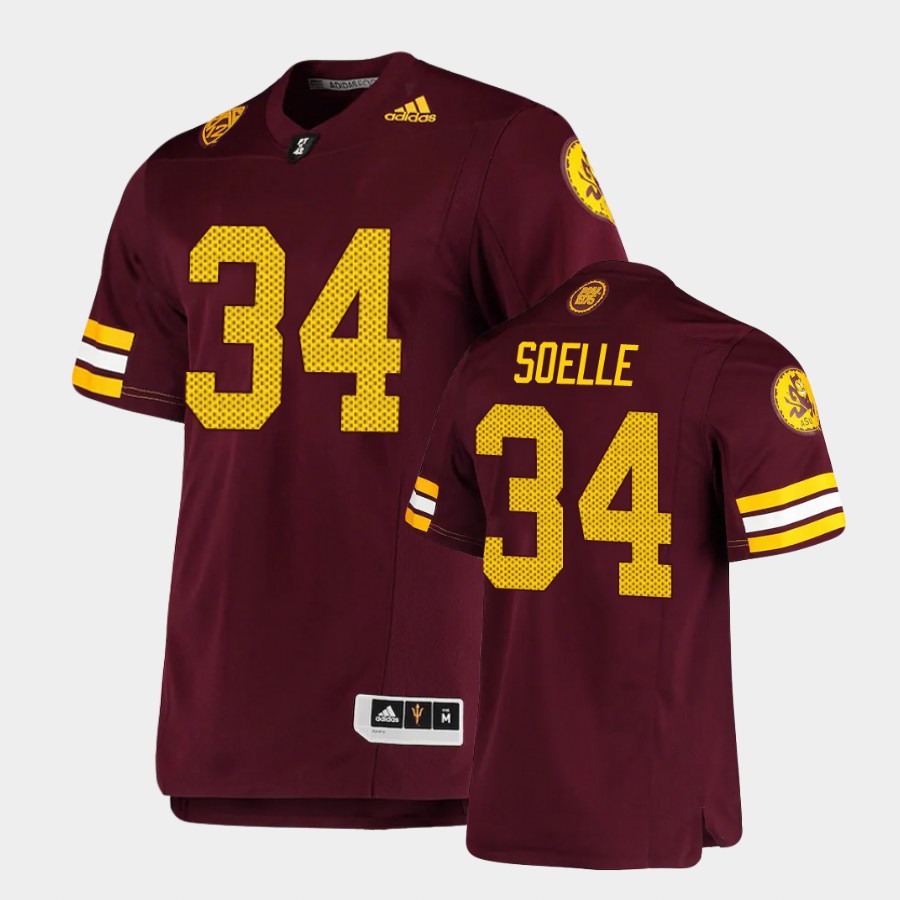 Men's Arizona State Sun Devils #34 Kyle Soelle Adidas Maroon Retro 1975 Throwback Football Jersey