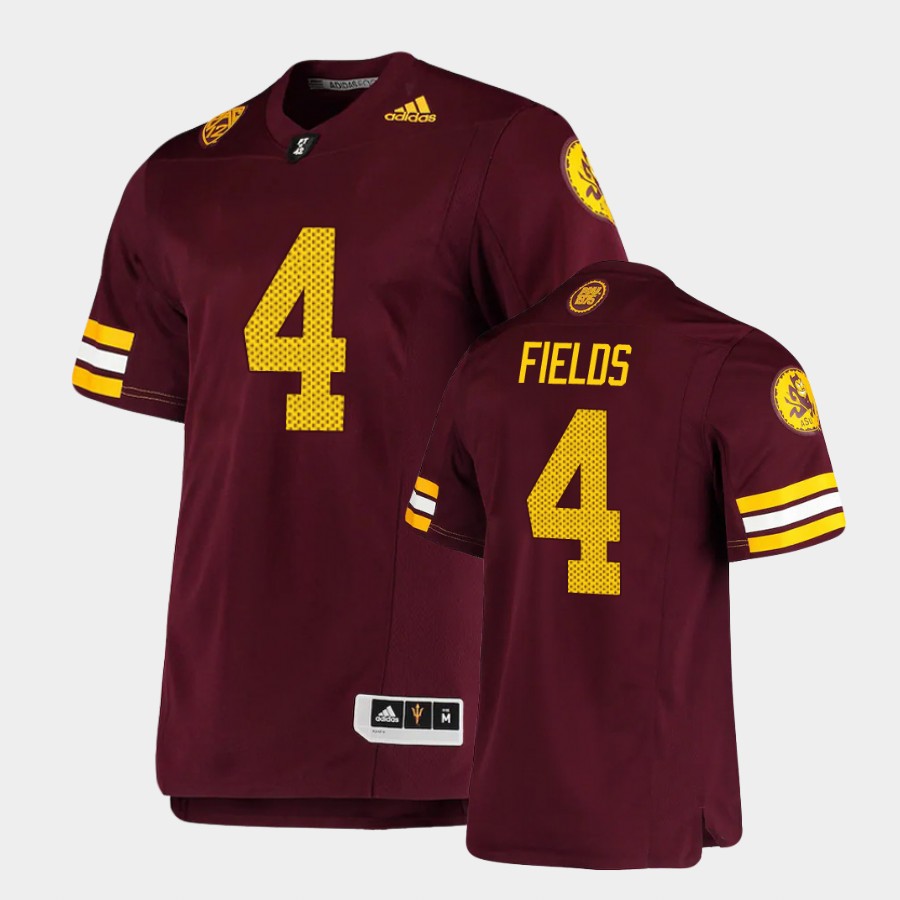 Men's Arizona State Sun Devils #4 Evan Fields Adidas Maroon Retro 1975 Throwback Football Jersey