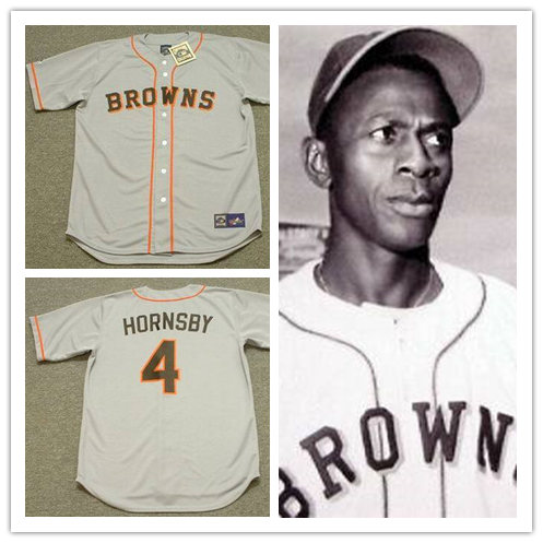 Mens St. Louis Browns #4 ROGERS HORNSBY 1951 grey With Name Majestic Cooperstown Throwback Baseball Jersey 
