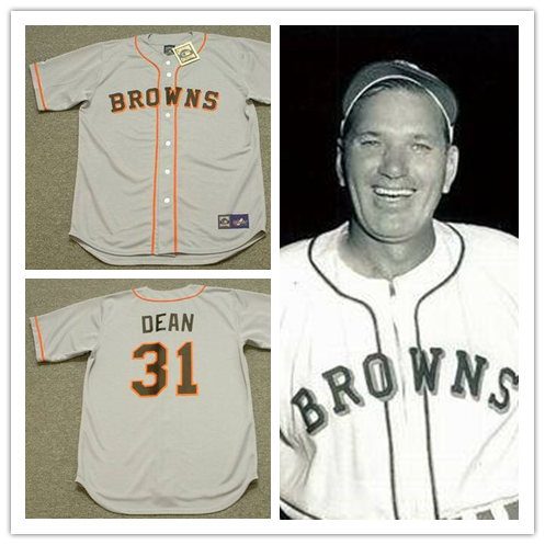 Mens St. Louis Browns # 31 DIZZY DEAN 1951 grey With Name Majestic Cooperstown Throwback Baseball Jersey 