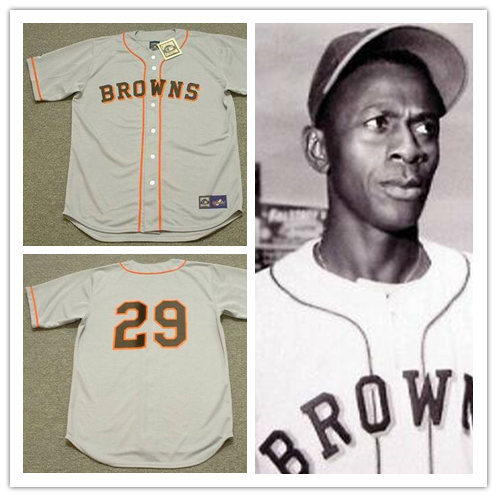 SATCHEL PAIGE  St. Louis Browns 1953 Away Majestic Throwback Baseball  Jersey