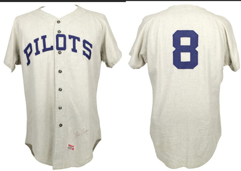 Men's Seattle Pilots #8 Mike Hegan 1969 Spring Training Game Worn Road MITCHELL & NESS Cooperstown Throwback Baseball Jersey 