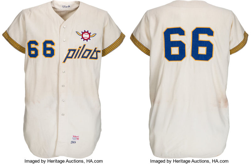 Men's Seattle Pilots #66 Mike Hegan 1969 Home Cream MITCHELL & NESS Cooperstown Throwback Baseball Jersey 