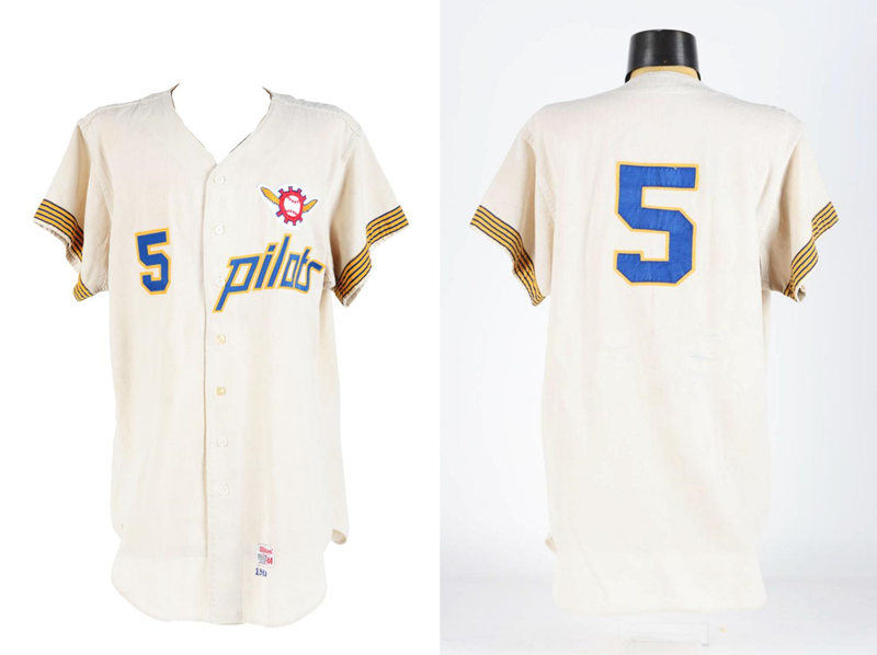 Men's Seattle Pilots #5 Don Mincher 1969 Spring Training Game Worn Road MITCHELL & NESS Cooperstown Throwback Baseball Jersey 