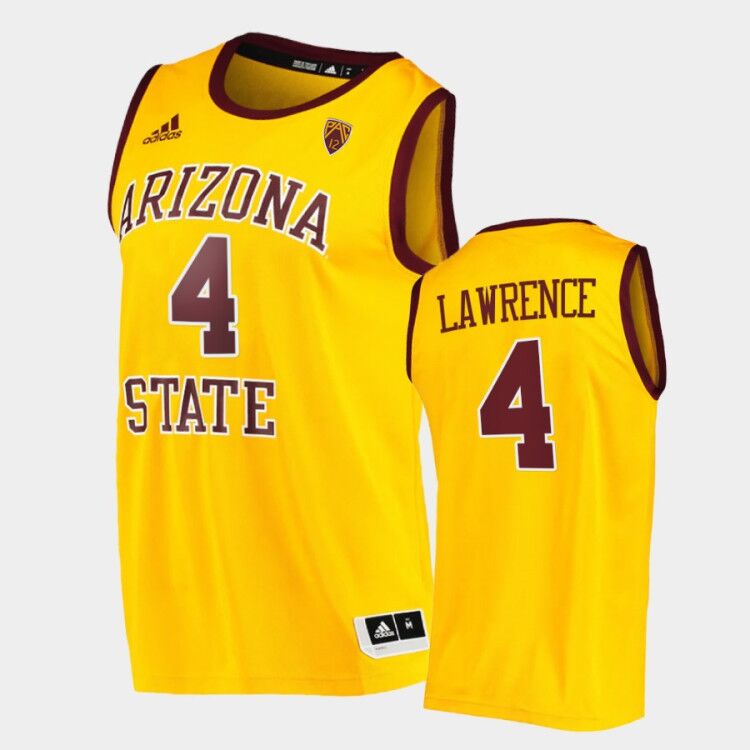Men's Arizona State Sun Devils #4 Kimani Lawrence Adidas Yellow Retro College Basketball Player Jersey
