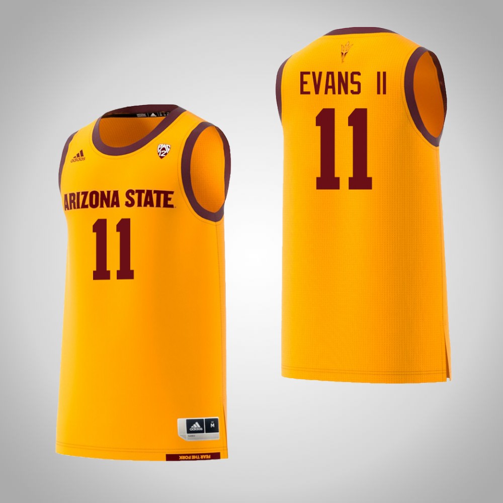 Men's Arizona State Sun Devils #11 Shannon Evans II Adidas 2018 Yellow Alumni College Basketball Jersey
