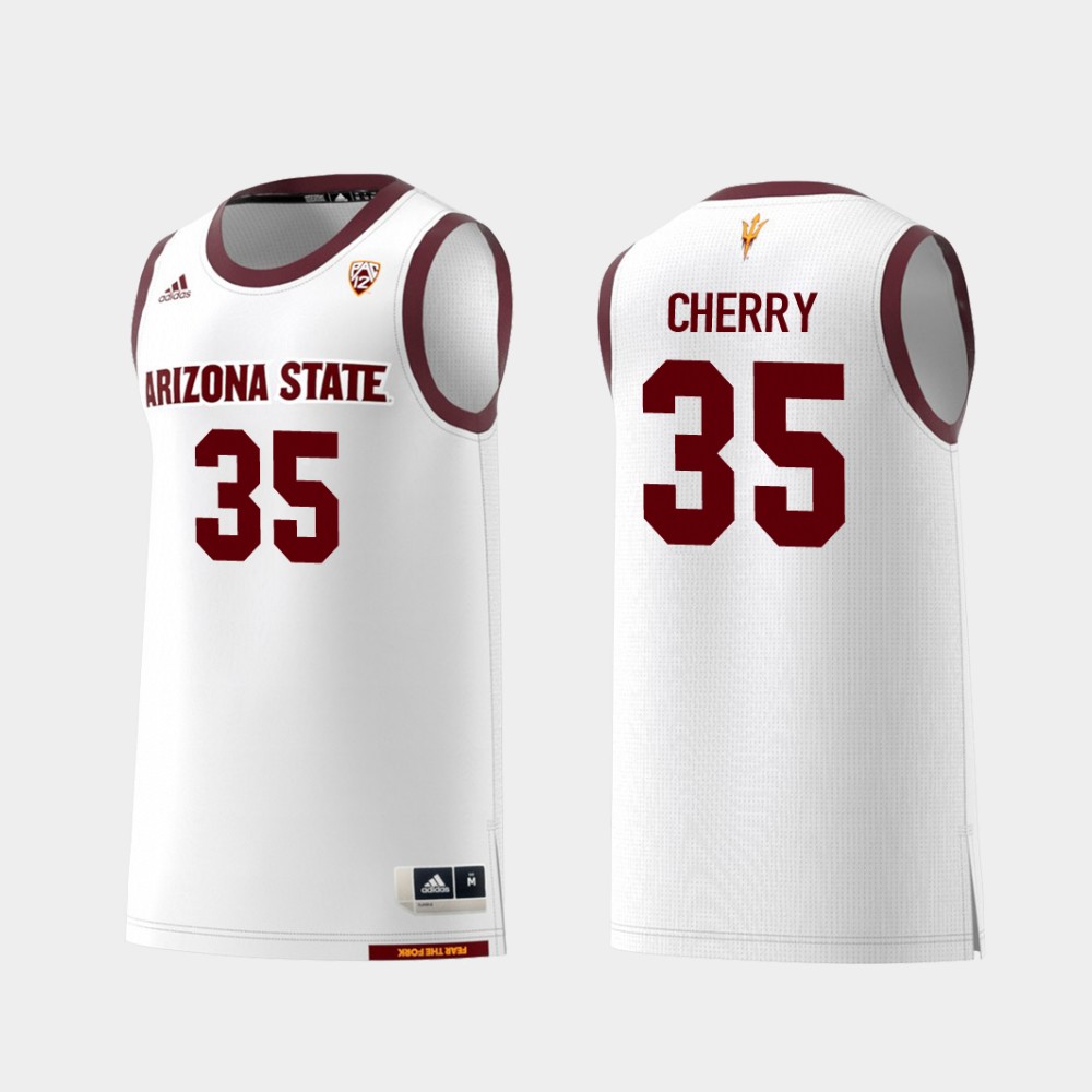 Men's Arizona State Sun Devils #35 Taeshon Cherry Adidas 2018 White Alumni College Basketball Jersey