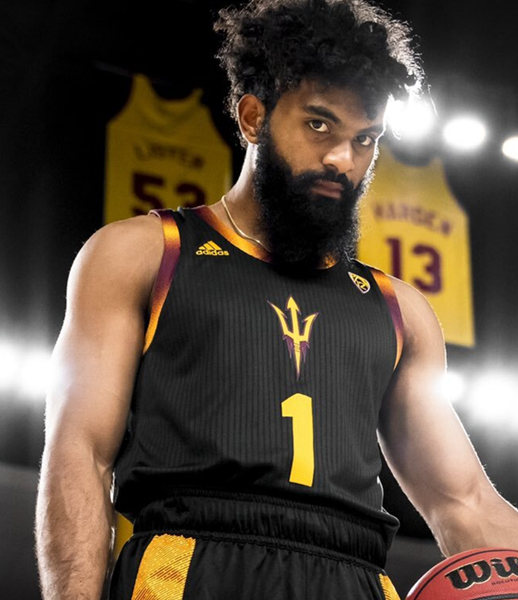 Men's Arizona State Sun Devils #1 Remy Martin Adidas 2021 Black Gold College Basketball Game Jersey