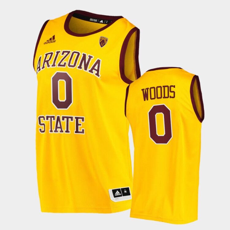 Men Arizona State Sun Devils #0 Holland Woods Adidas Yellow Retro College Basketball Player Jersey