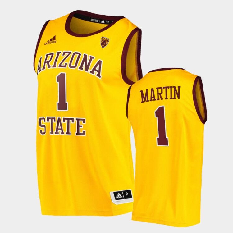 Men's Arizona State Sun Devils #1 Remy Martin Adidas Yellow Retro College Basketball Player Jersey