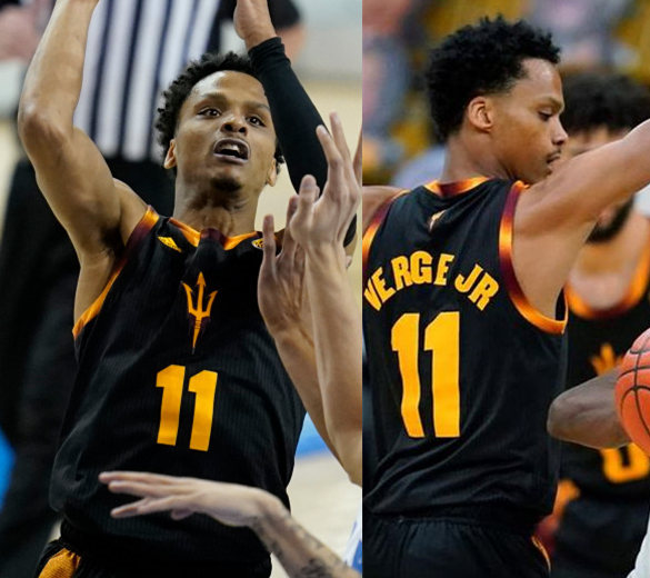 Men's Arizona State Sun Devils #11 Alonzo Verge Jr. Adidas 2021 Black Gold College Basketball Game Jersey