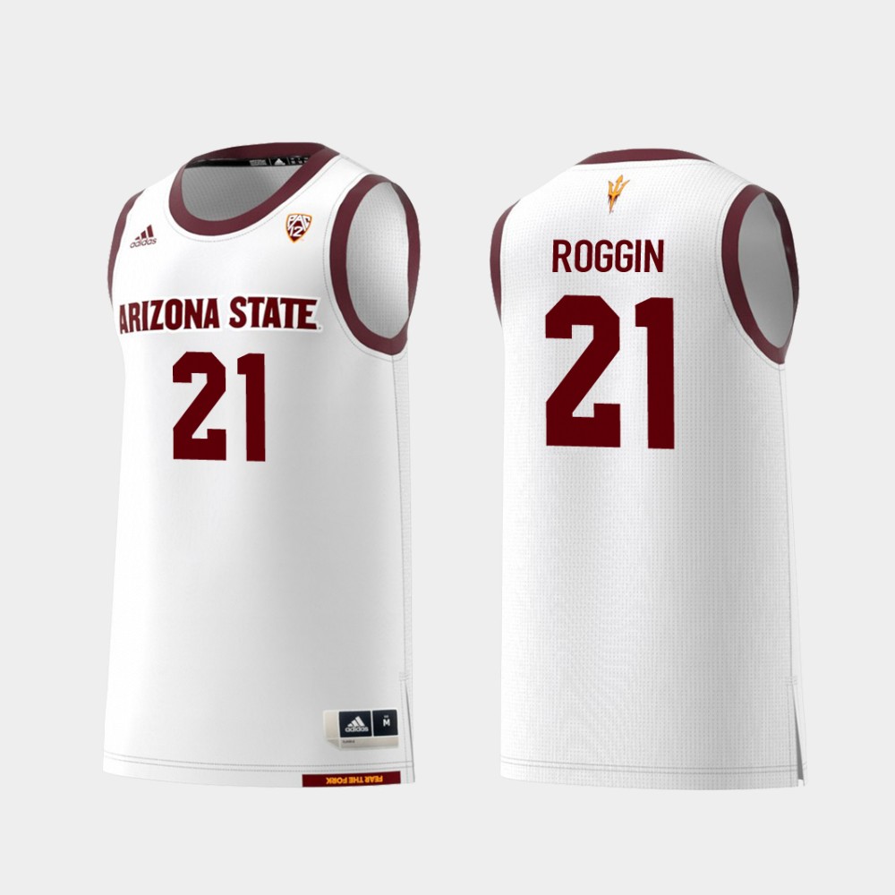 Men's Arizona State Sun Devils #21 Jack Roggin Adidas 2018 White Alumni College Basketball Jersey