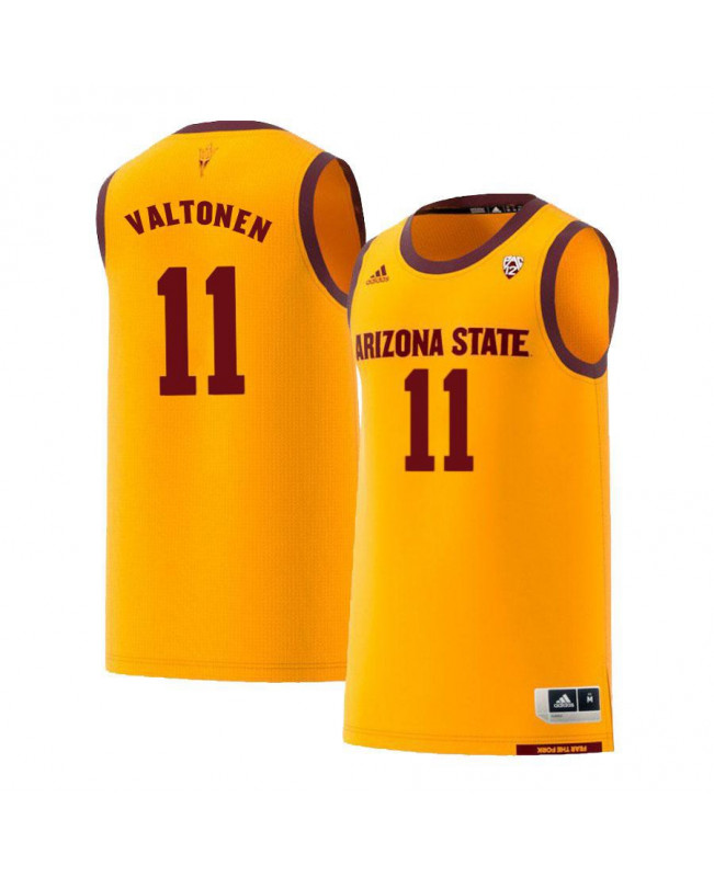 Men's Arizona State Sun Devils #11 Elias Valtone Adidas 2018 Yellow Alumni College Basketball Jersey
