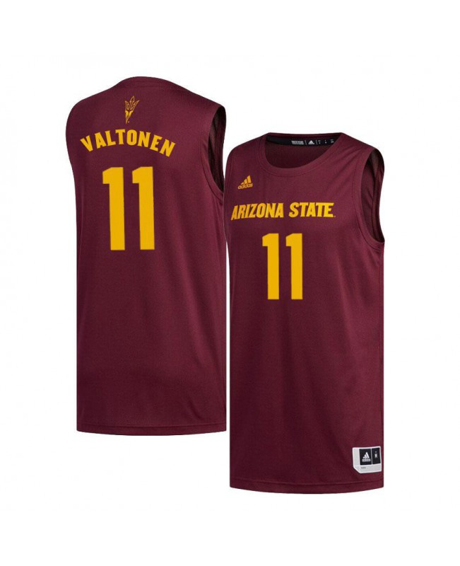 Men's Arizona State Sun Devils #11 Elias Valtone Adidas Full Maroon College Basketball Jersey