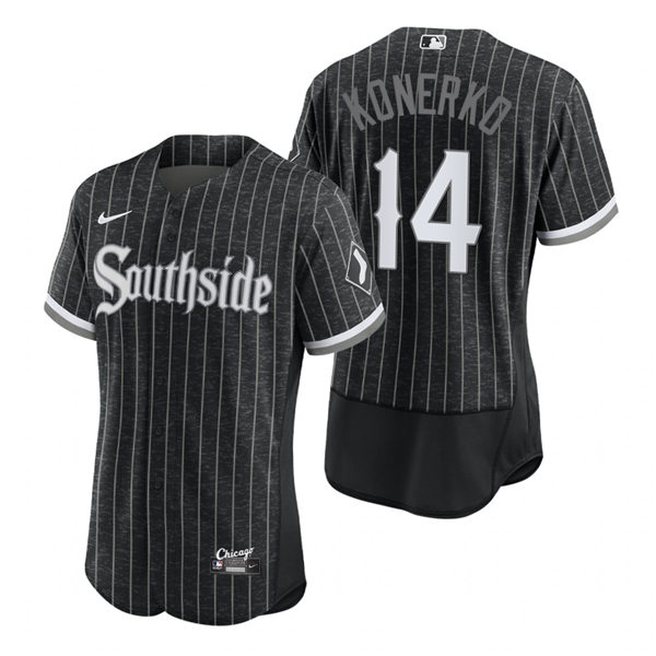 Men's Chicago White Sox Retired Player #14 Paul Konerko Stitched Nike Black 2021 MLB FlexBase City Connect Jersey