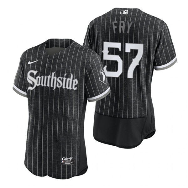 Men's Chicago White Sox #57 Jace Fry Stitched Nike Black 2021 MLB FlexBase City Connect Jersey