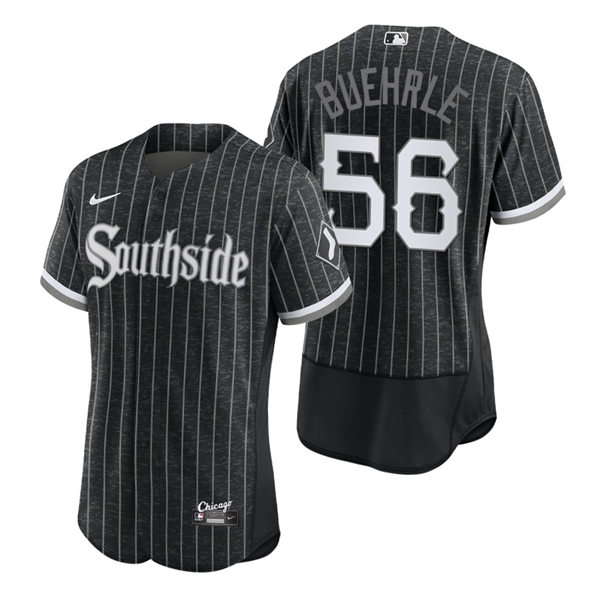 Men's Chicago White Sox Retired Player #56 Mark Buehrle Stitched Nike Black 2021 MLB FlexBase City Connect Jersey
