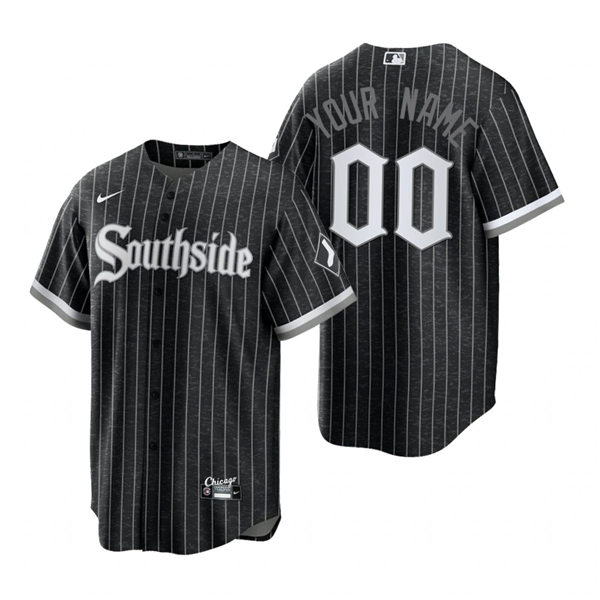 Mens Chicago White Sox Custom Stitched Nike Black 2021 MLB City Connect Jersey