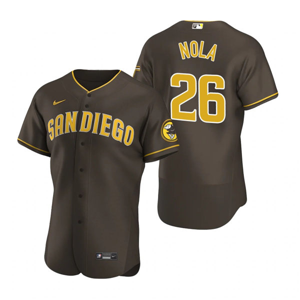 Men's San Diego Padres #26 Austin Nola Nike Brown Road Player Flex Base Baseball Jersey