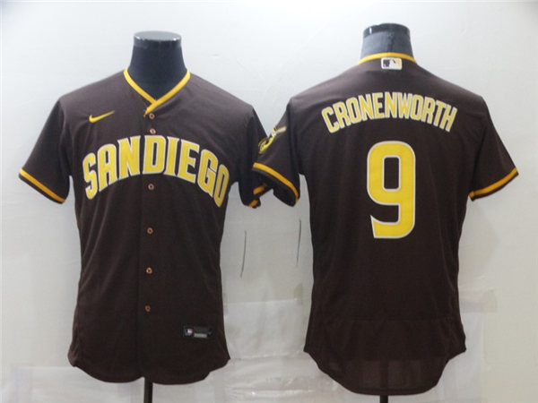 Men's San Diego Padres #9 Jake Cronenworth  Nike Brown Road Player Flex Base Baseball Jersey