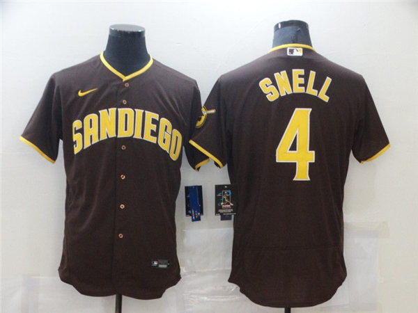 Men's San Diego Padres #4 Blake Snell Nike Brown Road Player Flex Base Baseball Jersey