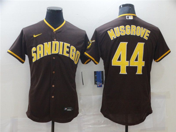 Men's San Diego Padres #44 Joe Musgrove Nike Brown Road Player Flex Base Baseball Jersey