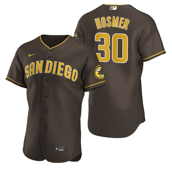 Men's San Diego Padres #30 Eric Hosmer Nike Brown Road Player Flex Base Baseball Jersey