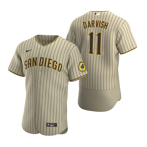 Men's San Diego Padres #11 Yu Darvish Nike Tan Brown Alternate Flex Base Baseball Jersey