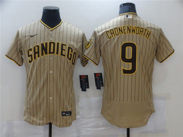 Men's San Diego Padres #9 Jake Cronenworth Nike Tan Brown Alternate Flex Base Baseball Jersey