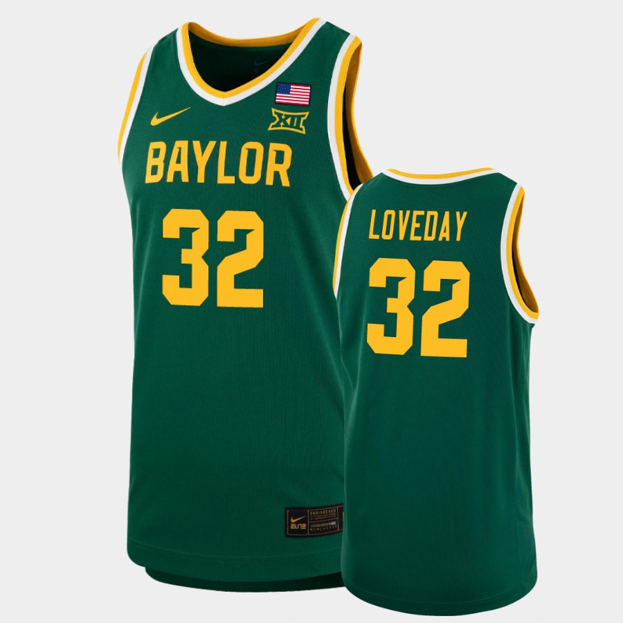 Men's Baylor Bears #32 Zach Loveday Nike Green NCAA College Basketball Jersey