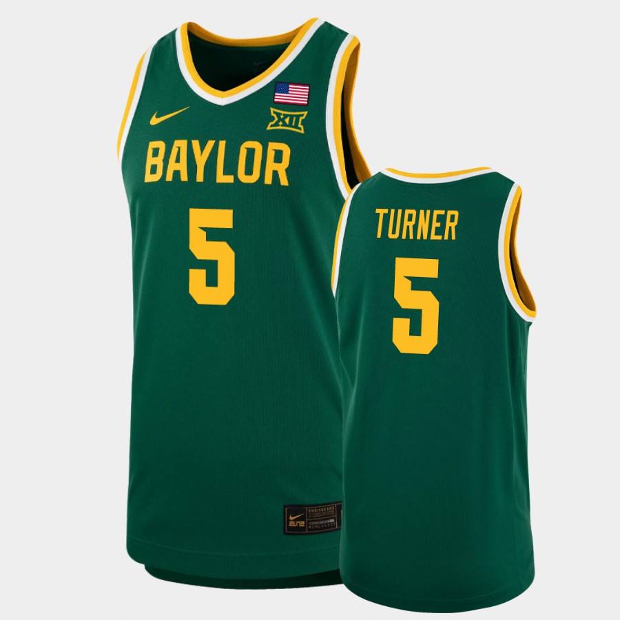 Men's Baylor Bears #5  Jordan Turner Nike Green NCAA College Basketball Jersey