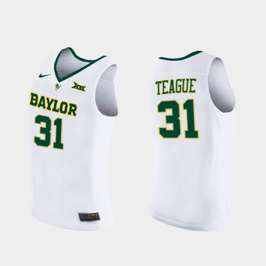 Men's Baylor Bears #31 MaCio Teague Nike White NCAA College Basketball Jersey