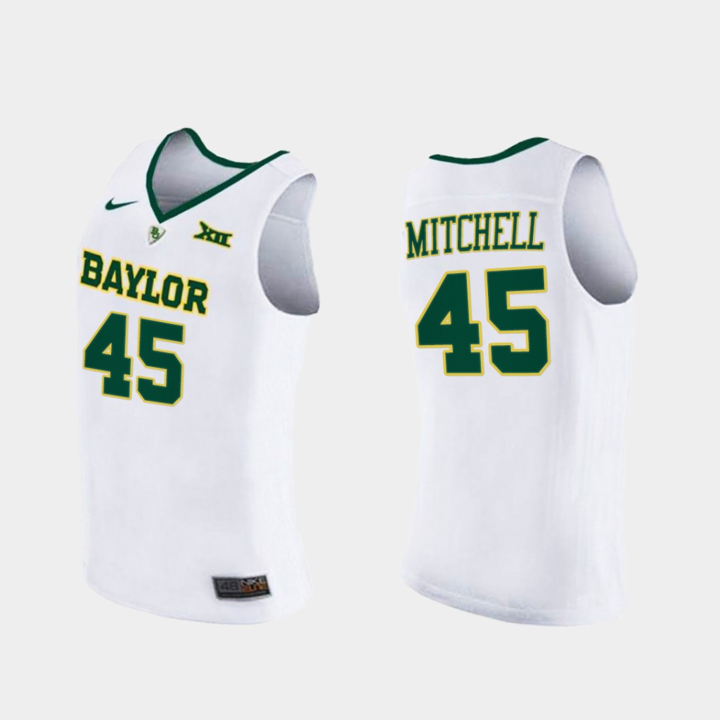 Men's Baylor Bears #45 Davion Mitchell Nike White NCAA College Basketball Jersey