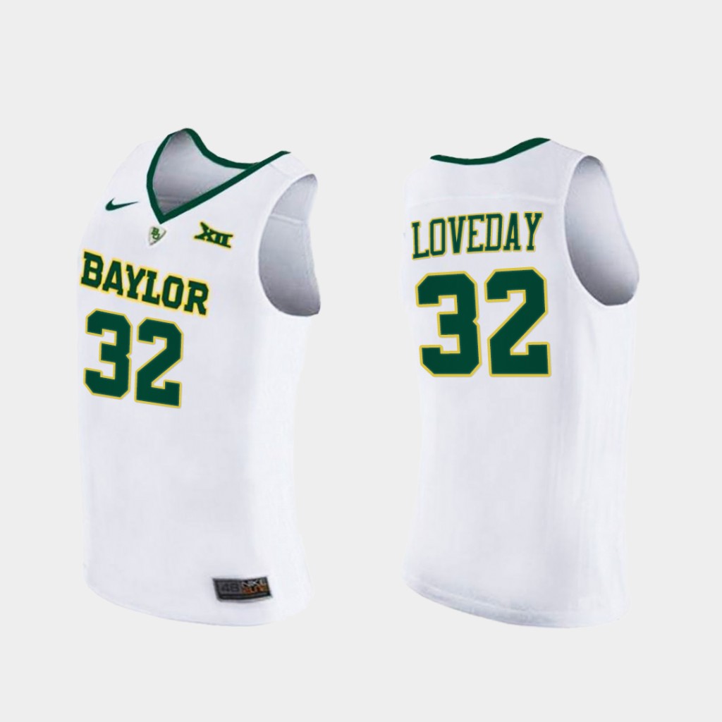 Men's Baylor Bears #32 Zach Loveday Nike White NCAA College Basketball Jersey