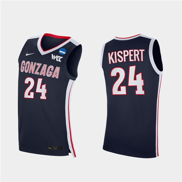 Men's Gonzaga Bulldogs #24 Corey Kispert 2021 WCC Navy Nike NCAA College Basketball Jersey