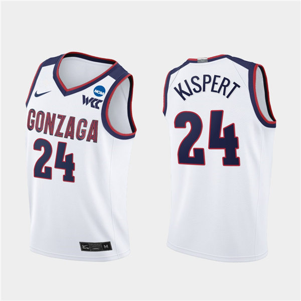 Men's Gonzaga Bulldogs #24 Corey Kisper t2021 WCC White Nike NCAA College Basketball Jersey