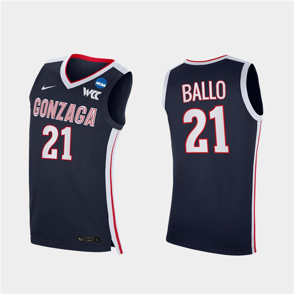 Men's Gonzaga Bulldogs #21 Oumar Ballo 2021 WCC Navy Nike NCAA College Basketball Jersey