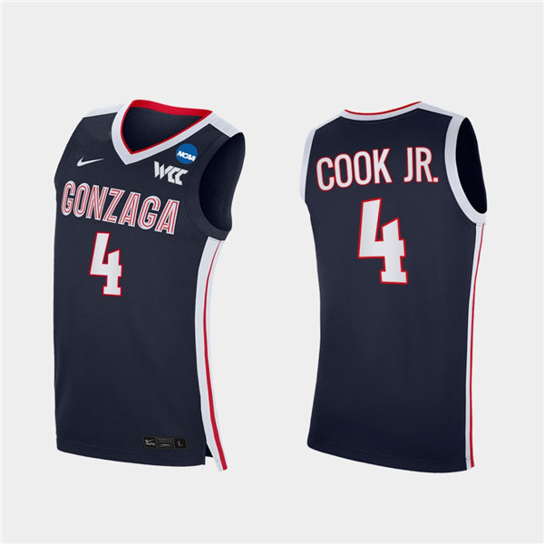 Men's Gonzaga Bulldogs #4 Aaron Cook Jr. 2021 WCC Navy Nike NCAA College Basketball Jersey