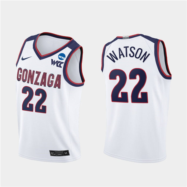 Men's Gonzaga Bulldogs #22 Anton Watson 2021 WCC White Nike NCAA College Basketball Jersey
