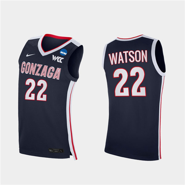 Men's Gonzaga Bulldogs #22 Anton Watson 2021 WCC Navy Nike NCAA College Basketball Jersey