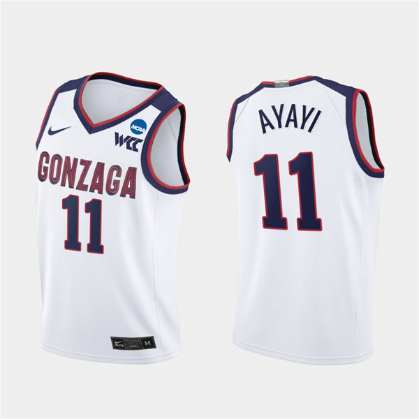 Men's Gonzaga Bulldogs #11 Joel Ayayi 2021 WCC White Nike NCAA College Basketball Jersey