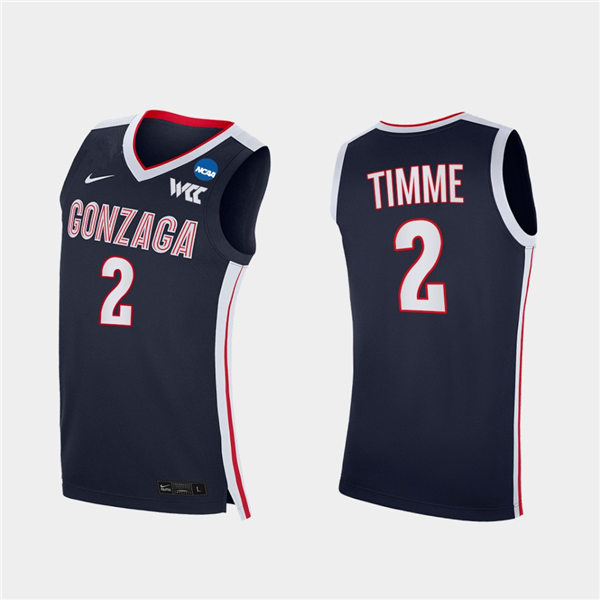 Men's Gonzaga Bulldogs #2 Drew Timme 2021 WCC Navy Nike NCAA College Basketball Jersey