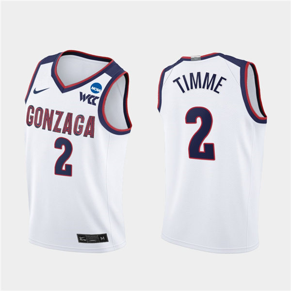 Men's Gonzaga Bulldogs #2 Drew Timme 2021 WCC White Nike NCAA College Basketball Jersey